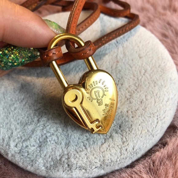 Hermès leather chain Necklace / ❤️pendan - Picture 3 of 9